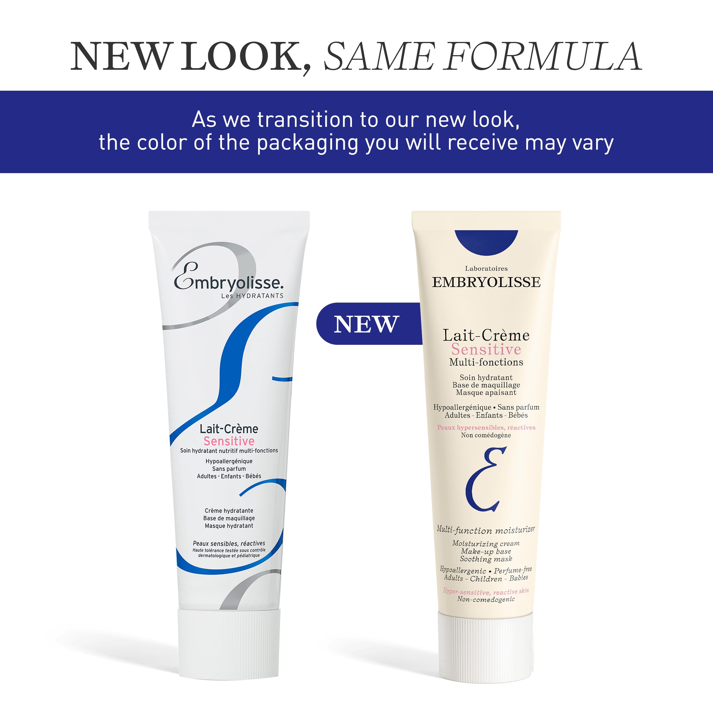 Embryolisse Lait-Crème Sensitive (98% Ingredients of Natural Origin) Face Cream & Makeup Primer - Daily Face Moisturizers for Sensitive Skin 3.4 Fl. Oz