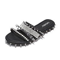 Cape Robbin Xtreme Studded Womens Sandals - Fashion Slides for Women with Spikes - Comfortable Slip-On Flat Sandals for Women - Summer Sandals for Women 2024