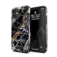 Phone Case Compatible with iPhone 12 - Hybrid 2-Layer Hard Shell + Silicone Protective Case -Black and Gold Onyx Marble Golden Stone - Scratch-Resistant Shockproof Cover