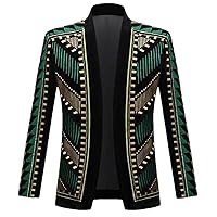 African Embroidery Cardigan Blazer Jacket Men Shawl Lapel Striped Suit Jacktes Male Party Prom Wedding Costumes