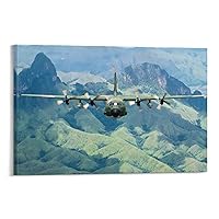 C-130 Hercules Transport Aircraft Green Military Aircraft Picture U.S. Air Force Aviation Decorative Wall Art Paintings Canvas Wall Decor Home Decor Living Room Decor Aesthetic 20x30inch(50x75cm) Fr