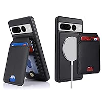 Ｈａｖａｙａ for Pixel 7 pro case magsafe Compatible Google Pixel 7 pro Wallet case with Card Holder Magnetic Detachable Leather Wallet case-Black