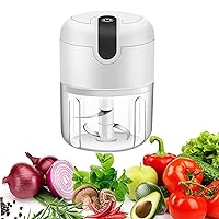 Electric Mini Garlic Chopper,Food Processor,Portable Cordless Garlic Mincer Masher,Meat Grinder with USB Charging For Vegetable,Chili,Fruits,Ginger,Baby Food,Seasoning 250ml(White)