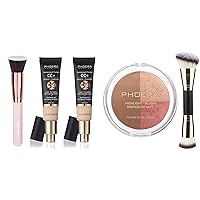 PHOERA CC Cream Foundation With SPF,PHOERA Full Coverage Foundation Color Correcting Cream,Anti Aging Hydrating Serum,PHOERA Contour Palette,Shades with Highlighter & Bronzer & Blush