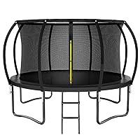 Trampoline 12FT 14FT, Outdoor Trampolines for Kids and Adults, Recreational Trampoline with Enclosure Net & Ladder