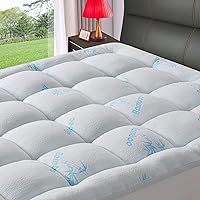Extra Thick Mattress Topper Full Size for Double Bed,Cooling Viscose Made from Bamboo Mattress Pad Cover Plush Soft Noiseless Down Alternative Fill,with 8-21