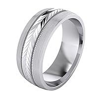 LANDA JEWEL (5 Styles) Heavy Solid Sterling Silver Wedding Band Diamond Cut Patterned Ring Comfort Fit Unisex