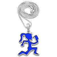 GWOOD Juggalette Small Pendant with 24 Inch Box Link Necklace (SILVER WITH BLUE COLOR WITH 24 INCH BOX CHAIN)