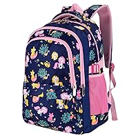 Toddler Backpack for Girls, Kindergarten Elementary School Daypack with Zipper, 17 Inch Waterproof Lightweight Child Backpack for Travel, Animal Print Blues & Pinks