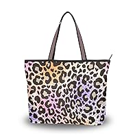 Colorful Animal Print Shoulder Bag Top Handle Polyester Fabric Cloth Tote Handbags Medium