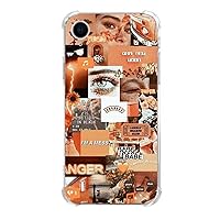 Orange Indie Aesthetic Collage Phone Case Compatible with iPhone XR, Orange Vibes Mood Collage Case Suitable for Women & Girl, Silicone Shockproof TPU Bumper Protective Cover Case for iPhone XR