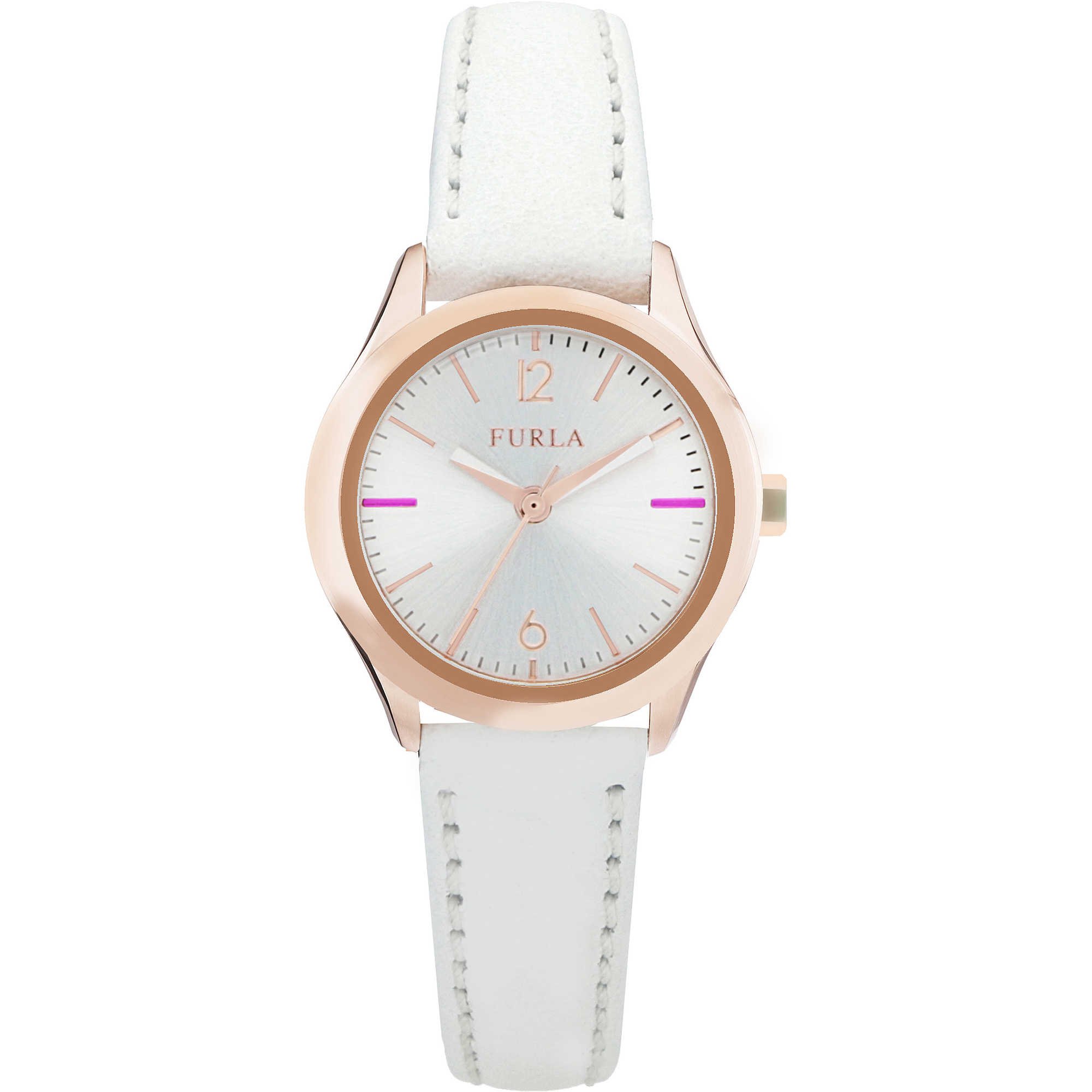 Furla Women's Stainless Steel Quartz Watch with Leather Strap, White, 13 (Model: R4251101505)