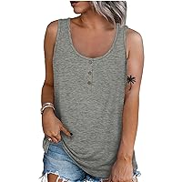 UOFOCO Sleeveless Casual Loose Low Collar T Shirts Women's Summer Tank Top Cami Shirts Solid Womens Tops Tees Blouses Gray Large