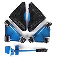 Qiangcui Heavy Furniture Mover Tool Set, 5Pcs/Set Furniture Transport Lifter Furniture Lifter Mover Roller, with 80 76; Adjustable Pry Bar, Anti-Slip, Max Up to 400-500Kg, for Bed, Desk, Table, Sofa