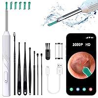 Ear Wax Removal Tool Camera with 8 Pcs Ear Set, Ear Cleaner with Camera, Ear Camera Wax Removal with1080P HD Otoscope Camera and 6 LED Lights, Ear Cleaner with 6 Ear Spoon for iOS & Android