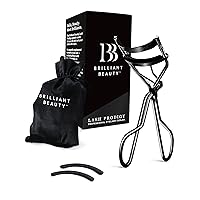 Brilliant Beauty Eyelash Curler with Satin Bag & Refill Pads - Award Winning Eye Lash Curlers for Dramatically Curled Eyelashes & Lash Lift in Seconds (Jet Black)