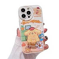 Kawaii Phone Case Compatible with iPhone 14 Case Cute Cartoon Case TPU Soft Case with Grip Holder for Women and Girls iPhone 14 6.1 inch Case - Yellow