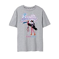 Barbie Womens Christmas T-Shirt | Grey Short Sleeve Graphic Tee | Merry & Bright Seasonal Winter Xmas Top | Festive Gift