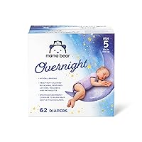 Amazon Brand - Mama Bear Overnight Diapers, Hypoallergenic, Size 5 (62 count), White