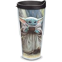 Tervis Star Wars - The Mandalorian Child Sipping Made in USA Double Walled Insulated Tumbler Travel Cup Keeps Drinks Cold & Hot, 24oz, Classic