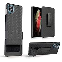 Cellet Galaxy A12 Holster Case, Heavy Duty Holster Phone Case with Built-in Kick-Stand and Spring Belt Clip Compatible with Samsung Galaxy A12