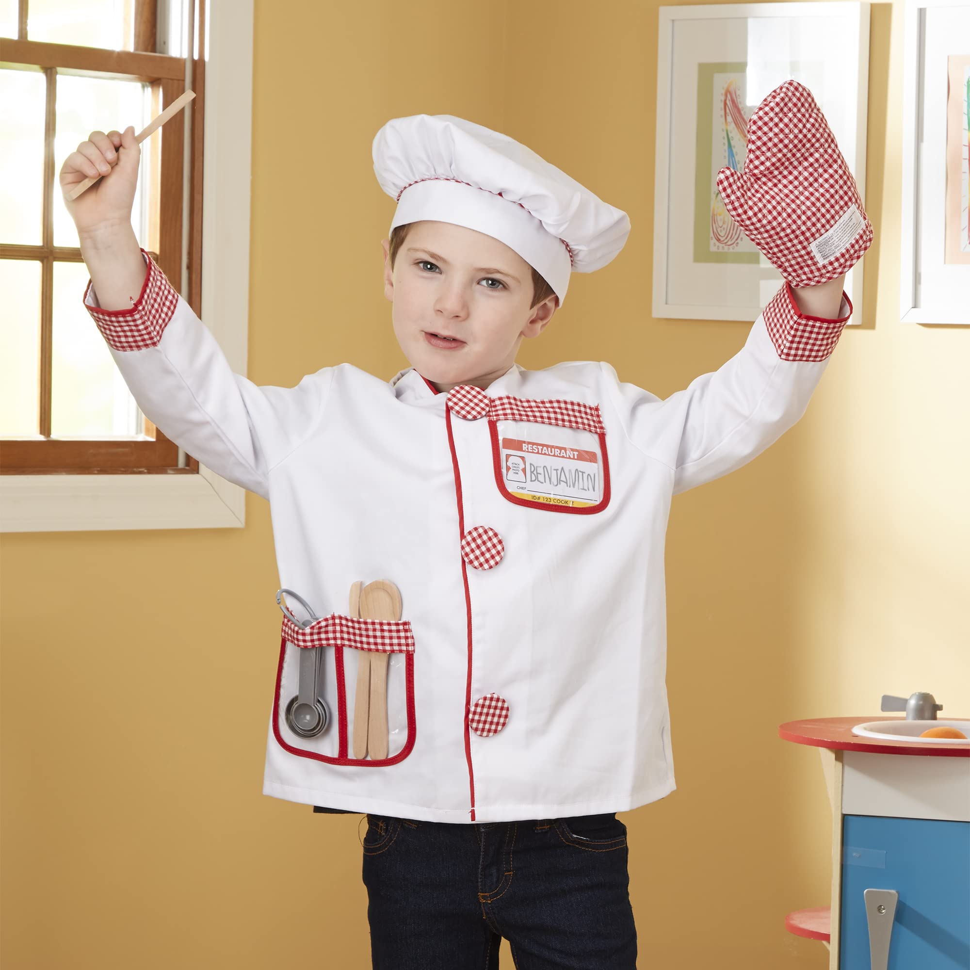 Melissa & Doug Chef Role Play Costume Dress -Up Set With Realistic Accessories Frustration-Free Packaging - Pretend Chef Outfit, Chef Costume For Kids, Toddlers, Ages 3+