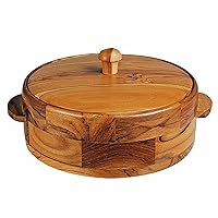 Handmade Wooden Casserole Chapati Box Wood Kitchen Container with Steel box