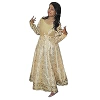 Indian Women Cotton Silk Mix Summer Long Dress Golden Color Casual Animal Print Plus Size