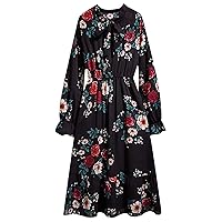 Women Chiffon Long Sleeve Floral Print ing Casual Party Vintage Maxi Dress