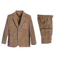 Boys' Corduroy Two-Piece Suit Set Two Buttons Notch Lapel Tuxedos Formal Dinner Pageboy Daily