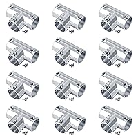12 Pack T Pipe Clamps Fit 3/4 in. (19.1 mm) Actual OD Stainless Steel Tube/Pipe, Zinc alloy Three Socket Tee Tubing Fitting, End Rail Connector, Thickness 1.5 mm