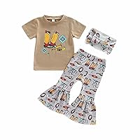 Teen Outfits Girls Children's Summer Suit 0 to 4 Years Old Bohemian Style T Shirt Short Sleeved Flared (A, 3-4 Years)