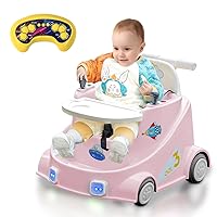 Electric Car for Kids, Baby Bumper Car with 2 Driving Modes (Joystick/Remote Control), 360° Rotating Remote Control Car for Toddlers with Music and Lights, Suitable for Children Aged 1-3 Years (Pink)