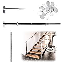 Muzata 1Pack Side Mount Stair Post 36''x2''x2'' Fit for 25-35 Degrees Stairway Cable Railing Post PF01 Bundle with 20 Set 1/8