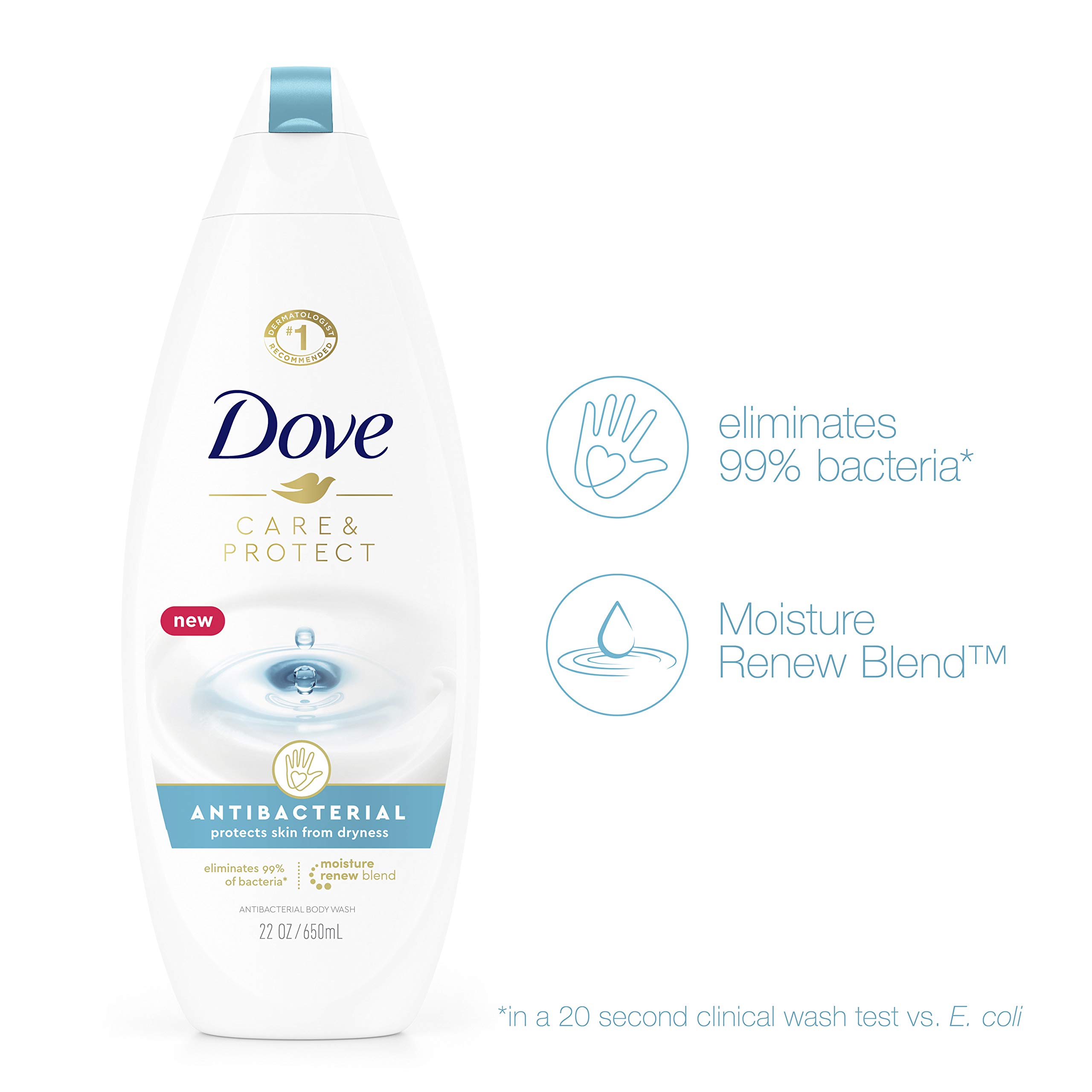 Dove Body Wash For All Skin Types Antibacterial Body Wash Protects from Dryness, 22 Fl Oz (Pack of 4)