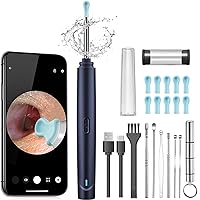 Ear Wax Removal, Ear Wax Removal Tool with 1296P HD Camera and 6 LED Lights, Upgrade Ear Cleaner with 10 Ear Pick, Ear Wax Removal Kit for iOS and Android (Navy Blue)