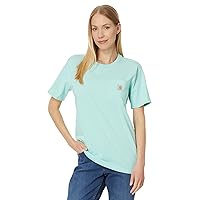 Carhartt Women's Loose Fit Heavyweight Short-Sleeve Pocket T-Shirt, Pastel Turquoise, Small