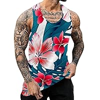 Large Men Shirts Top Breathable Large Size Casual Sleeveless Top Loose Partial Print Tank Top Under Scrub Top