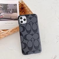 Compatible for iPhone 12 and 12 Pro case, Luxury Classic Pattern Ultra-Thin Anti-Fall Hard PU Case Cover for Apple iPhone 12 and 12 Pro, 6.1 inch (Black)