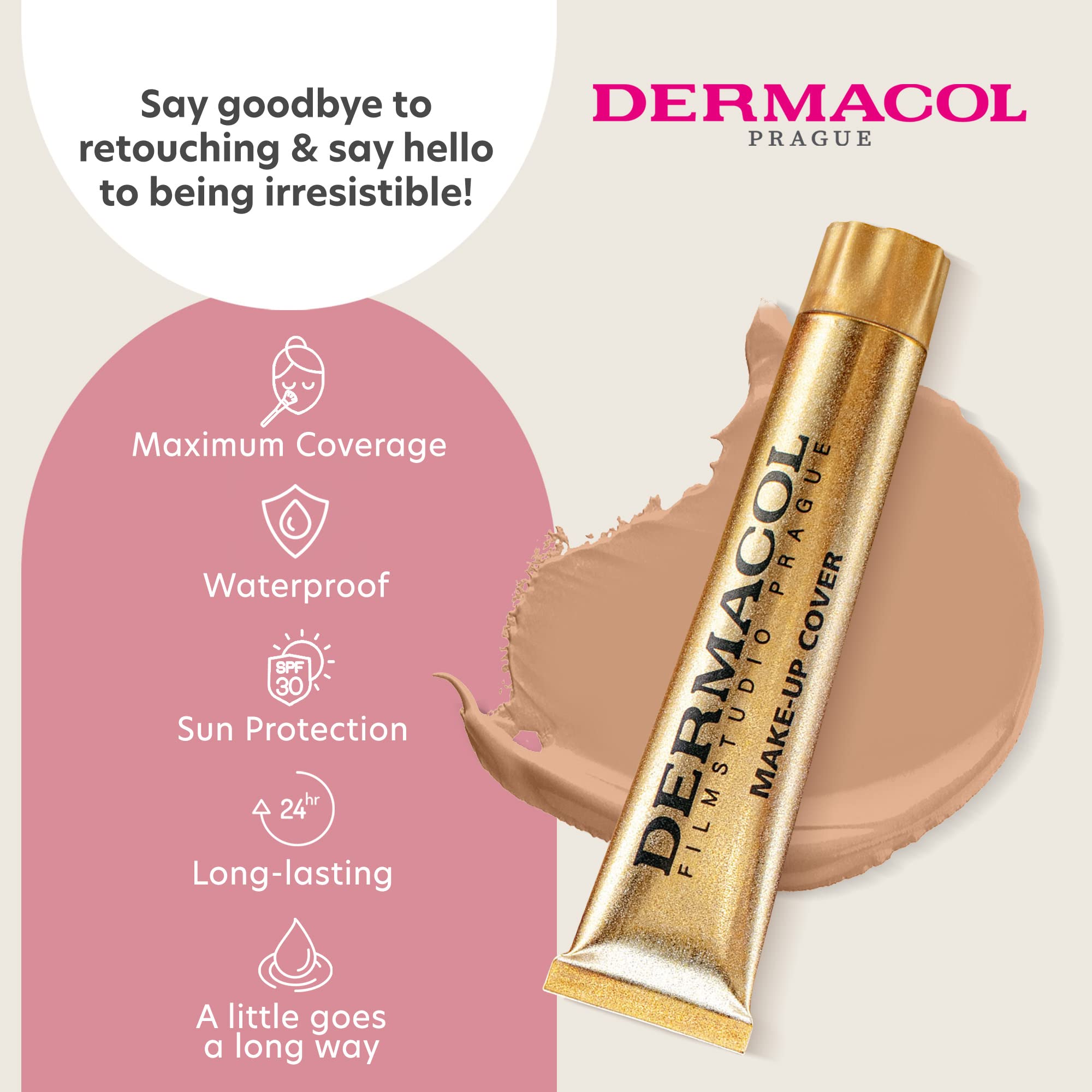 Dermacol - Full Coverage Foundation, Liquid Makeup Matte Foundation with SPF 30, Waterproof Foundation for Oily Skin, Acne, & Under Eye Bags, Long-Lasting Makeup Products, 30g, Shade 221