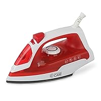 Steam Iron, 1200 Watt Portable Iron, Self-Cleaning Steamer for Clothes with Nonstick Soleplate, Red
