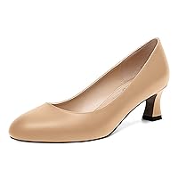 Womens Cute Slip On Round Toe Solid Matte Dating Kitten Low Heel Pumps Shoes 2 Inch