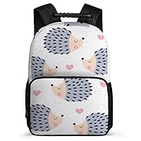 Funny Hedgehog Backpack Adjustable Strap Daypack 16 Inch Double Shoulder Backpack Laptop Business Bag for Hiking Travel