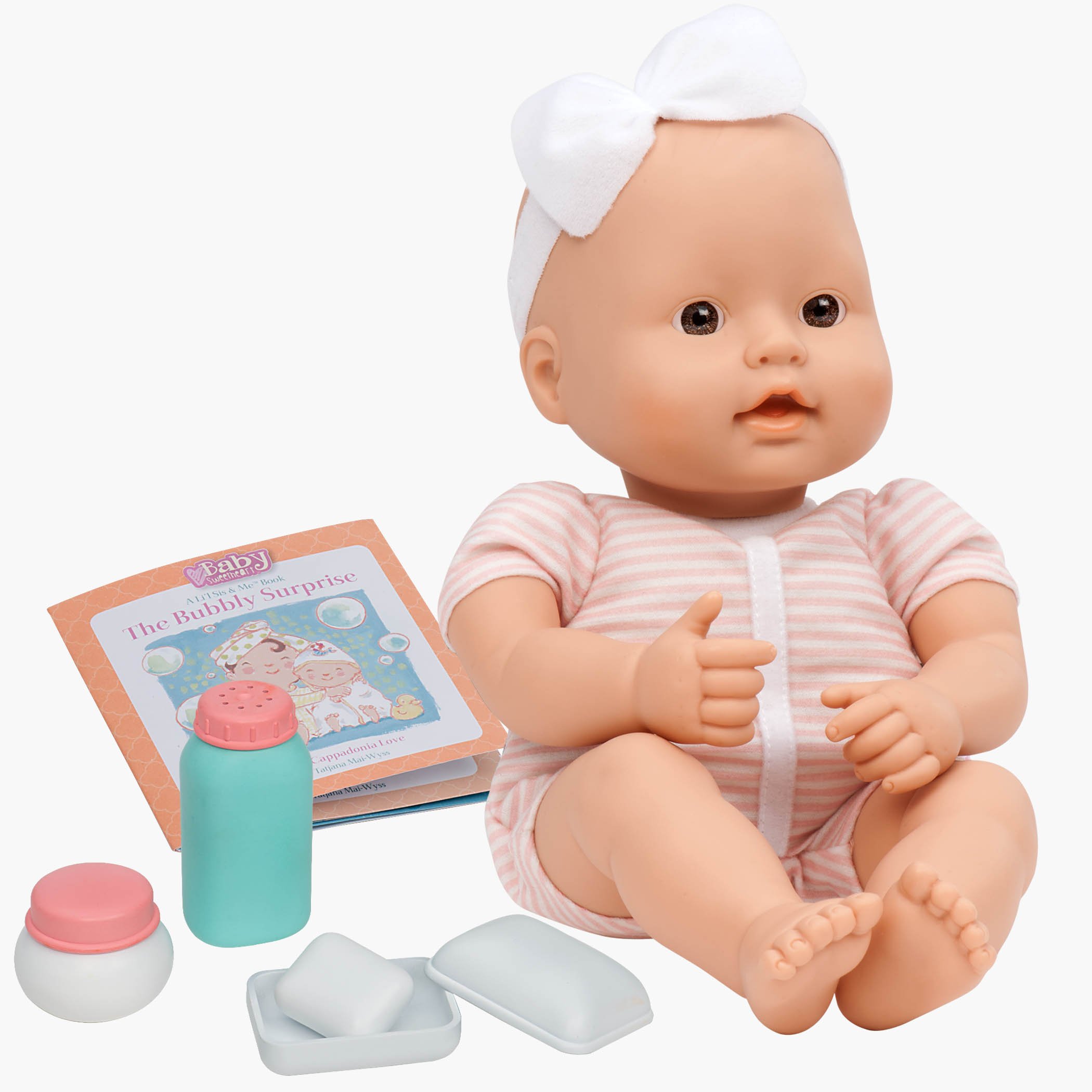 Baby Sweetheart by Battat – Bath Time 12-inch Soft-Body Newborn Baby Doll with Easy-to-Read Story Book and Baby Doll Accessories