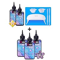 Bundle Set of LET'S RESIN UV Resin with Light and 300g Crystal Clear Thin UV Resin Kit