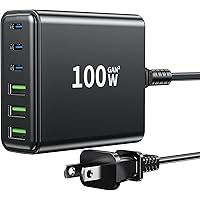 USB C Fast Charger Block 100W GaN Compact 6 Port GaN Charging Station HUB Brick Portable Wall PD Charger Power Adapter for All iPad iPhone 15 14 13 12 Pro Max Pixel for Samsung Note Galaxy
