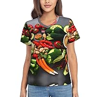Healthy Food Women's T-Shirts Collection,Classic V-Neck, Flowy Tops and Blouses, Short Sleeve Summer Shirts,Most Women
