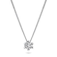 Miore Women's Necklace 0.08 Carat Solitaire Diamond Pendant Necklace White Gold 18 Carat / 750 Gold Length 45 cm Jewellery with Diamond, Gold 18KT Gold, Diamond