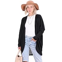 Popana Long Oversized Fall Batwing Waffle Knit Cardigan Sweaters for Women with Pockets Plus Size