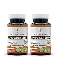 Secrets of the Tribe Coriander Seed USDA Organic 60 Capsules (2 pcs.) | Made with Vegetable Capsules and Certified Organic Coriander (Coriandrum sativum) Dried Seed (2x60 Capsules)